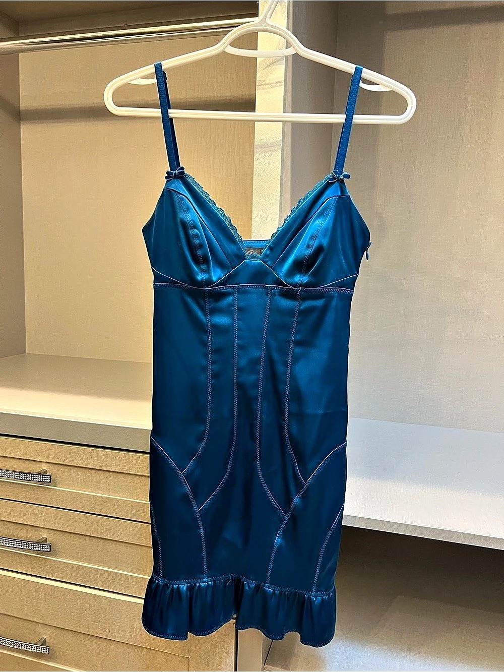 Guess Blue Satin Mini Dress XS